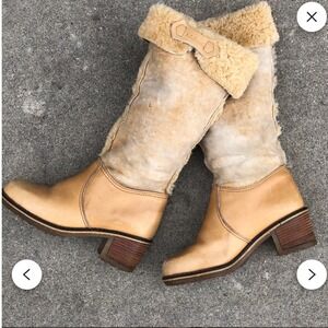 1970s Blondo for L.L. Bean‎ shearling-lined leather and suede boots Tan 10